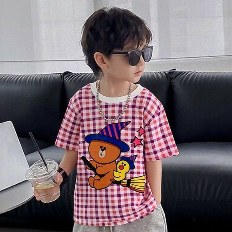 Magic Teddy Checkered Purple Tee