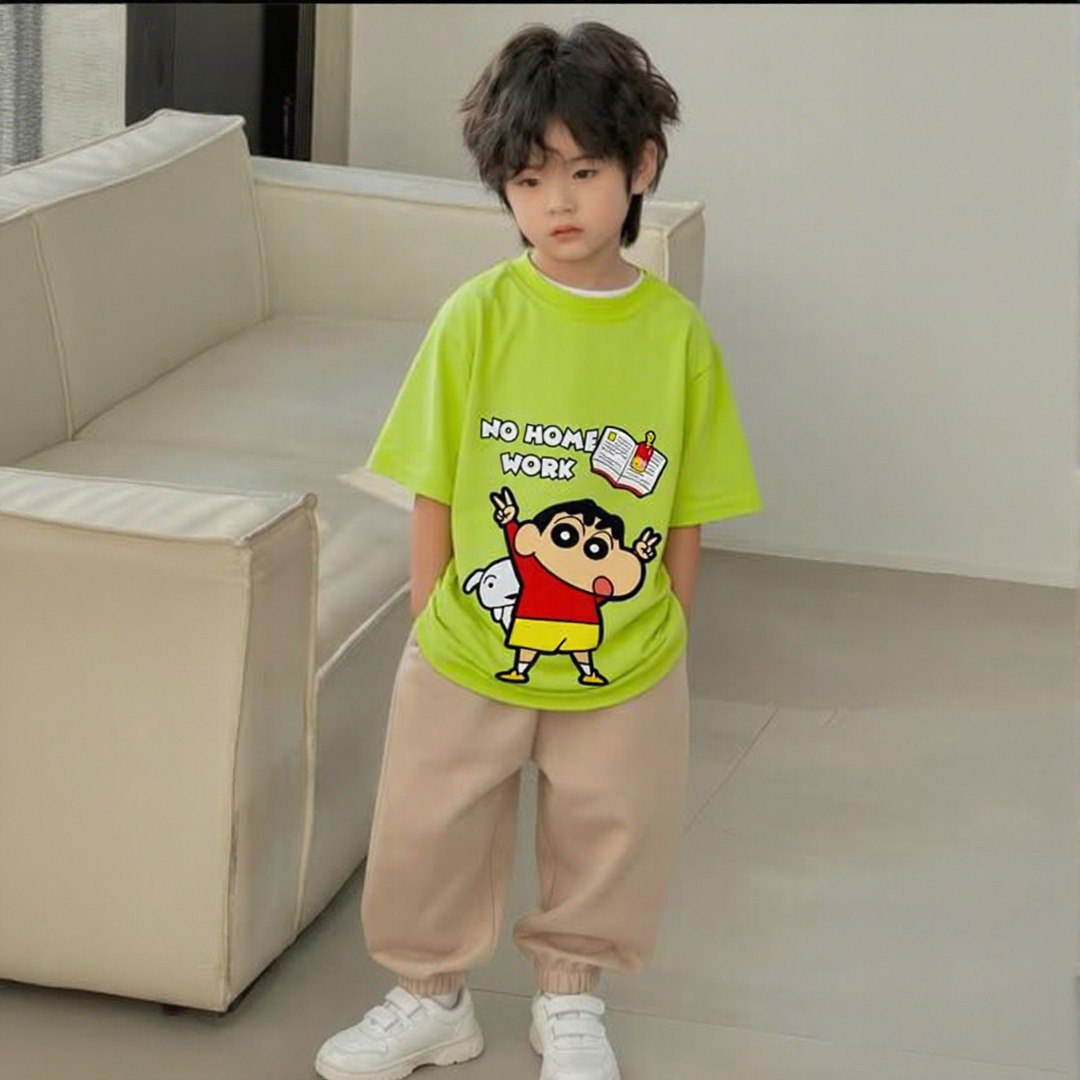 No Homework Shin-Chan Light Green T-Shirt