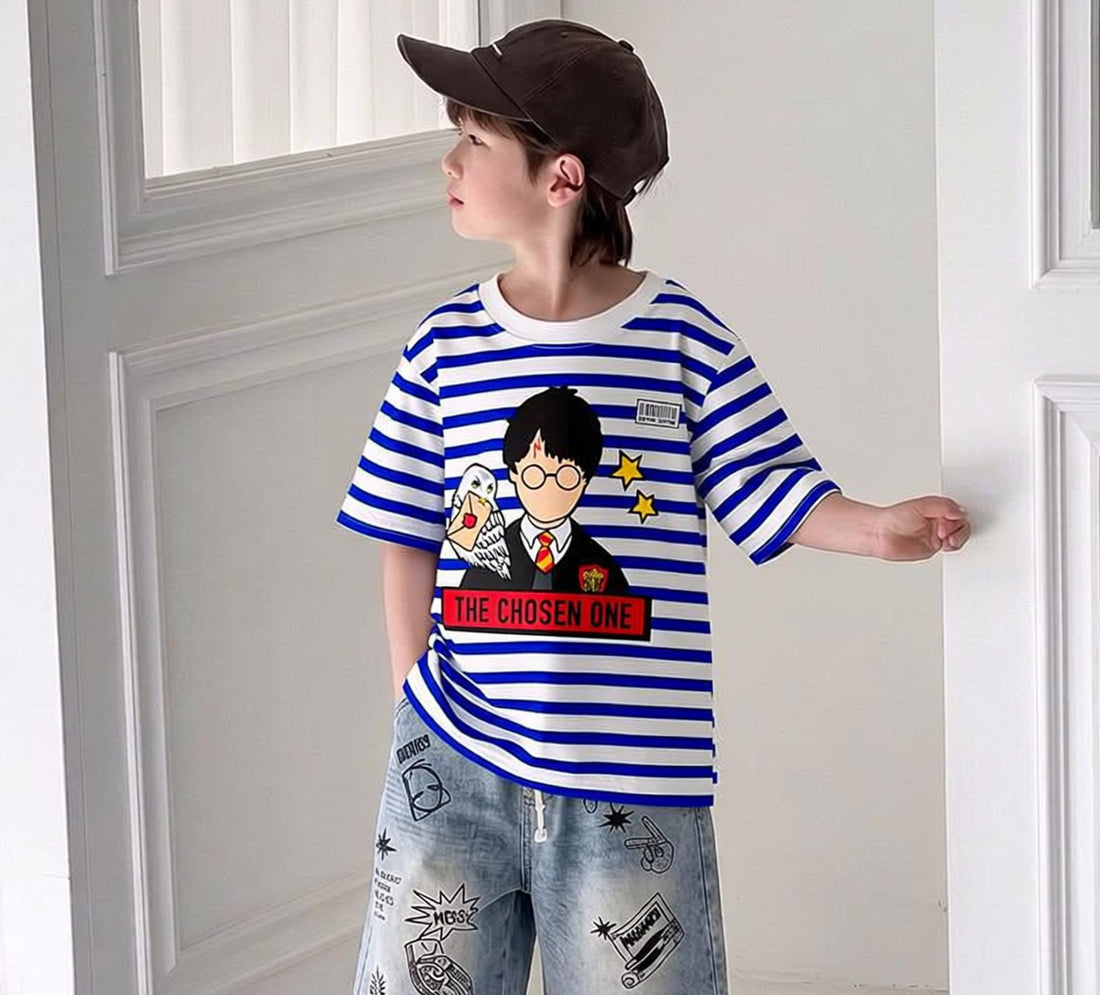 The Chosen One Blue White Striped Tee
