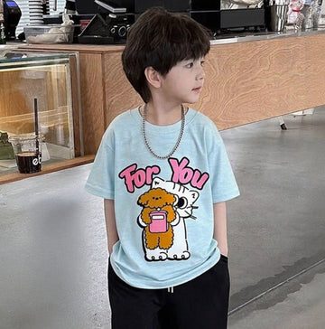 For You Bunny 🐰 Kitty 🐈 Ice Blue Tee
