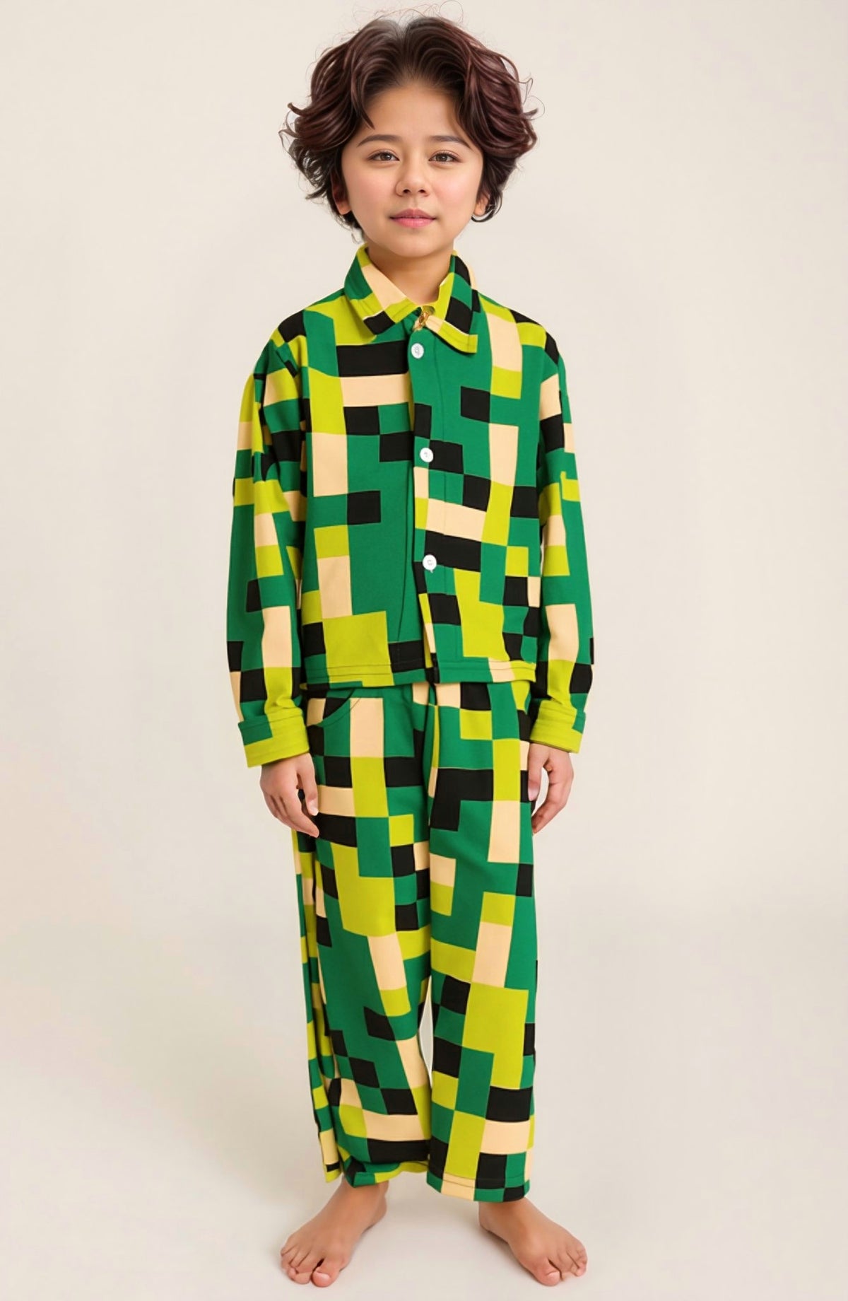Green Pixel Night Suits
