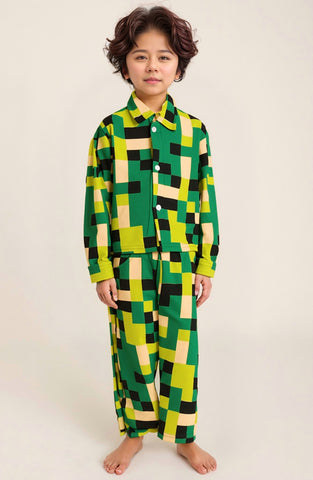 Green Pixel Night Suits