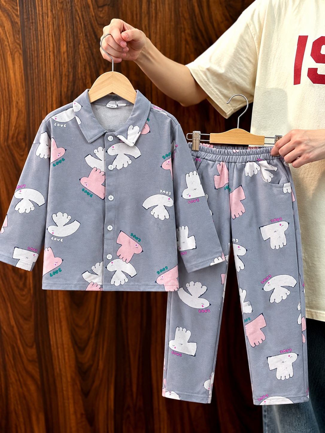 Ash Grey Love Bird Shacket Set