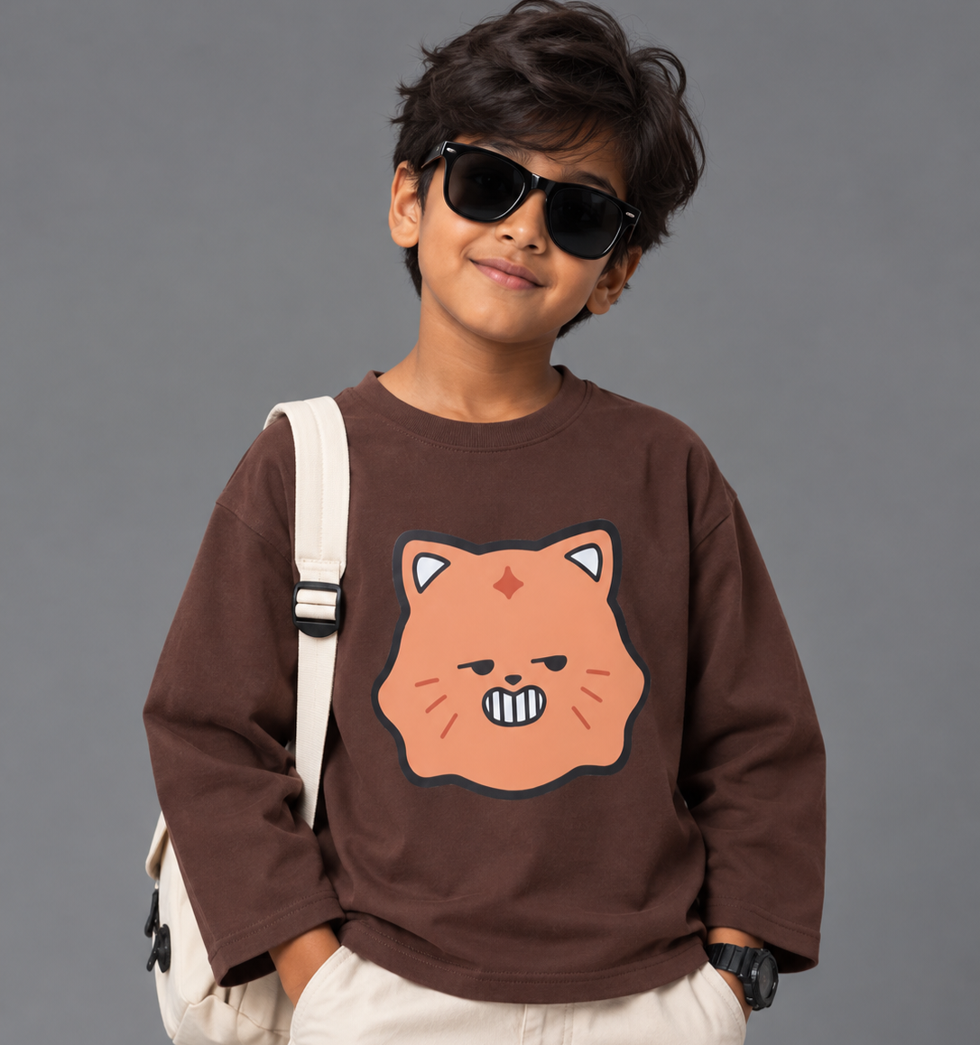 Mocha Brown Cat Oversized Sweatshirt
