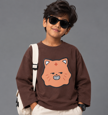 Mocha Brown Cat Oversized Sweatshirt