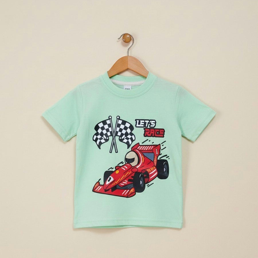 Let's Race Pastel Green Tshirt