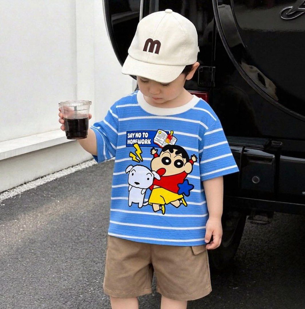 No Homework Shin & Chan Blue Stripe Tee