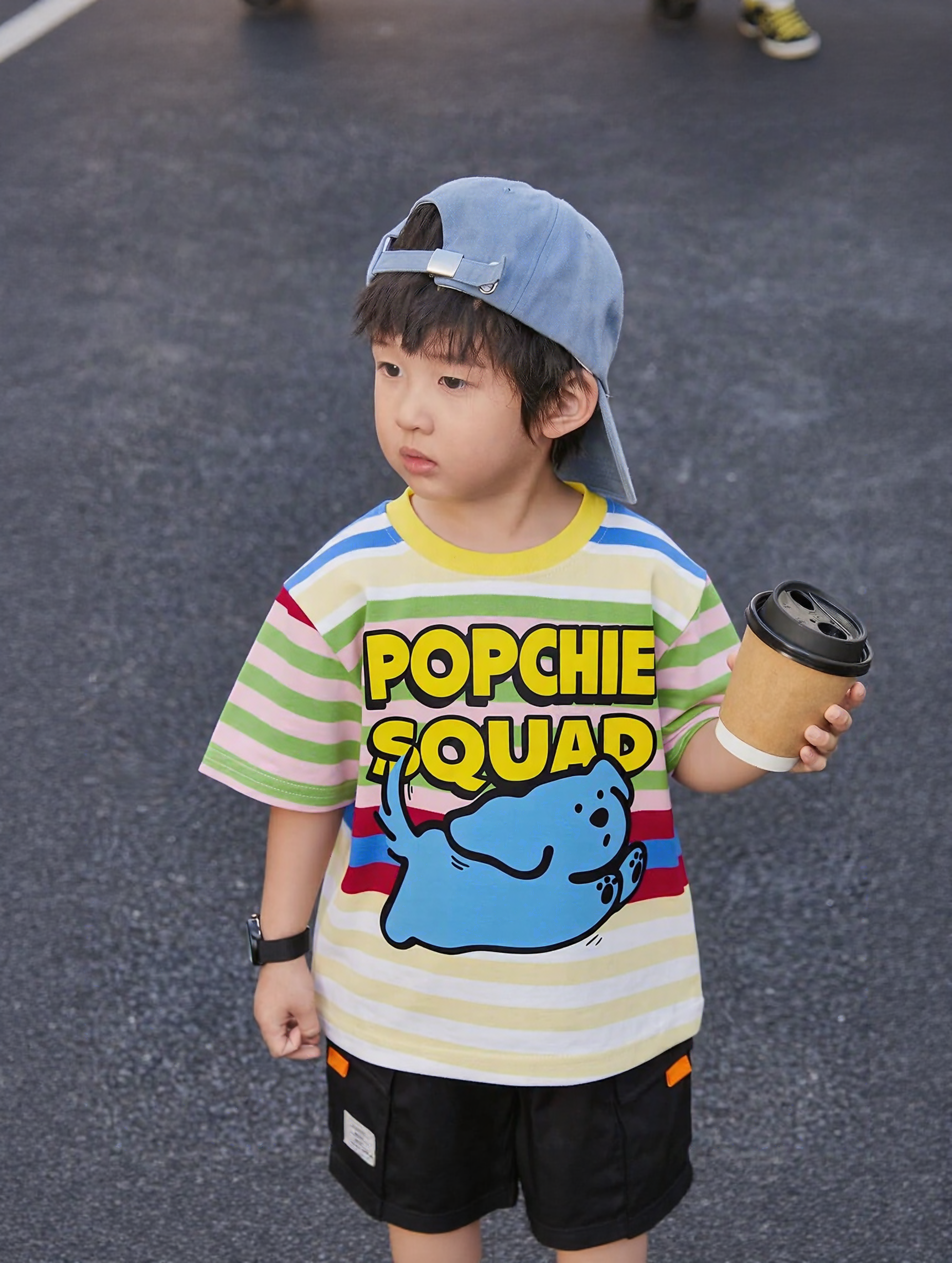 Popchie Squad Multi Stripe Tee