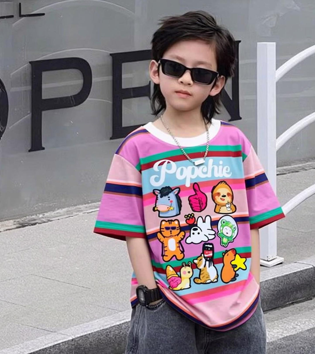 Popchie Friends Multi-Coloured Stripe Tee