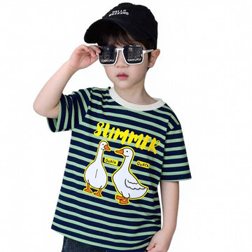 Summer Quack Green Navy Striped Tee