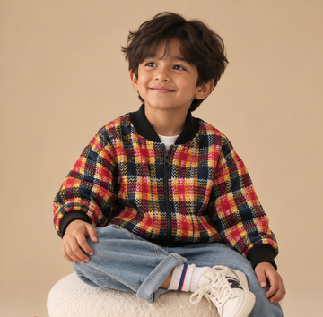 Sunset Checkered Pre-Winter Zip-Up Shacket