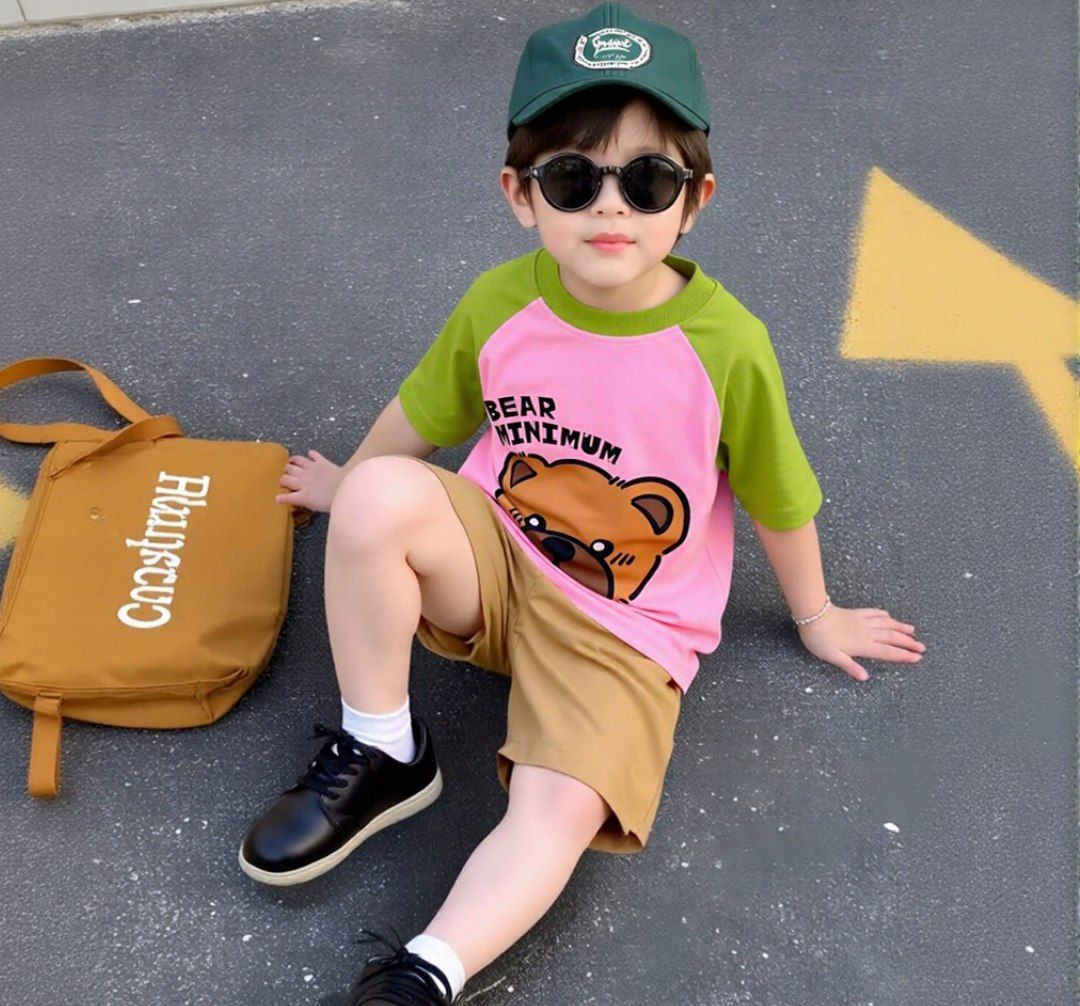 Bear Minimum Pink Green Dual Shade Tee