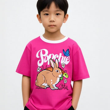 Popchie Rabbit And Turtle Races BubbleGum Tee