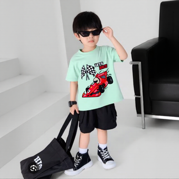 Let's Race Pastel Green Tshirt