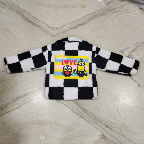 Black And White Love Minions Fur Jacket