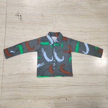 Crocodiles Green Wollen Shirt For kids