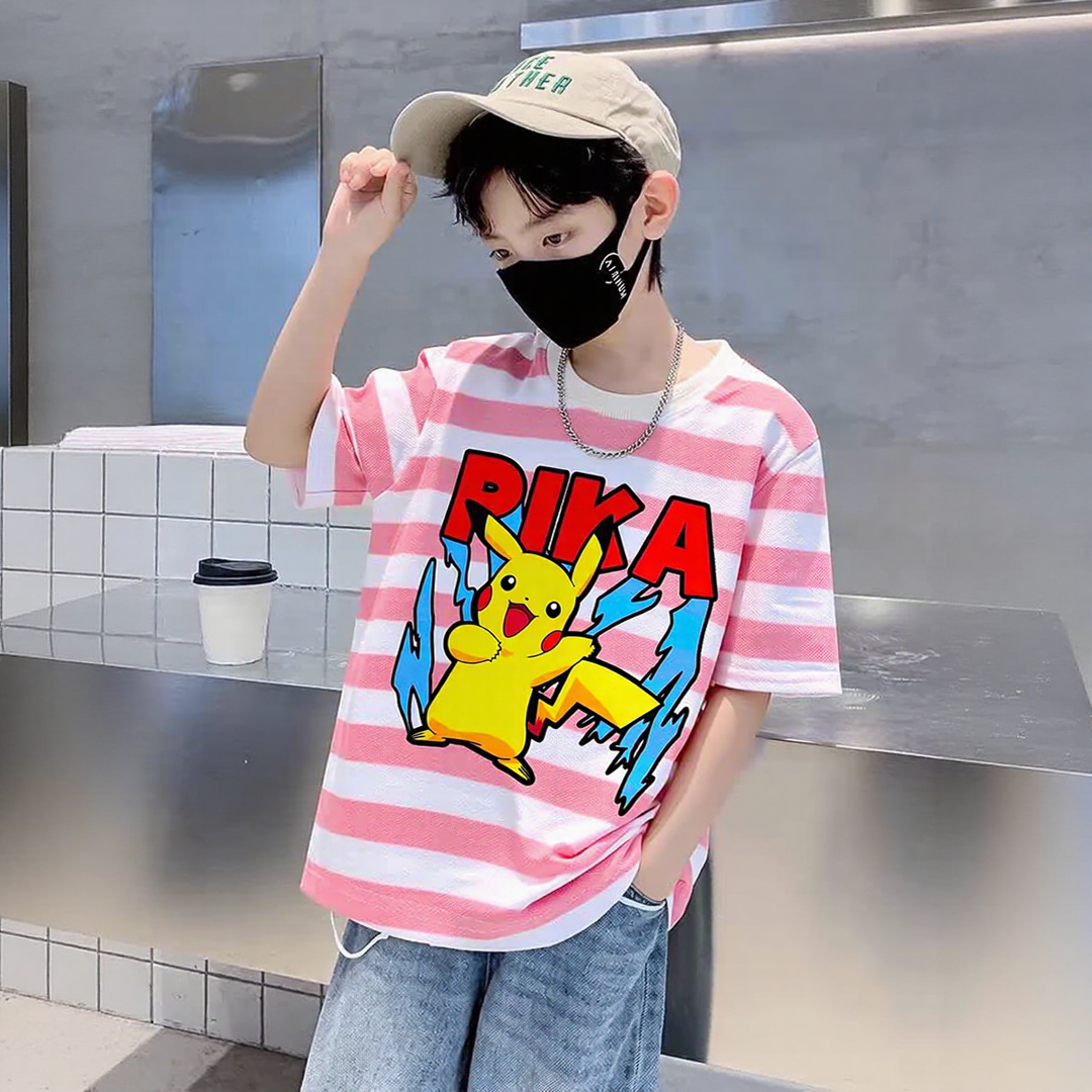 Pika Pika Pink White Striped Tee