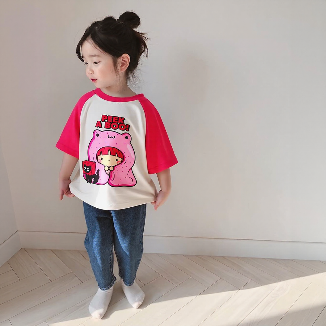 Pee A Boo White And BubbleGum Dual Shade Tee