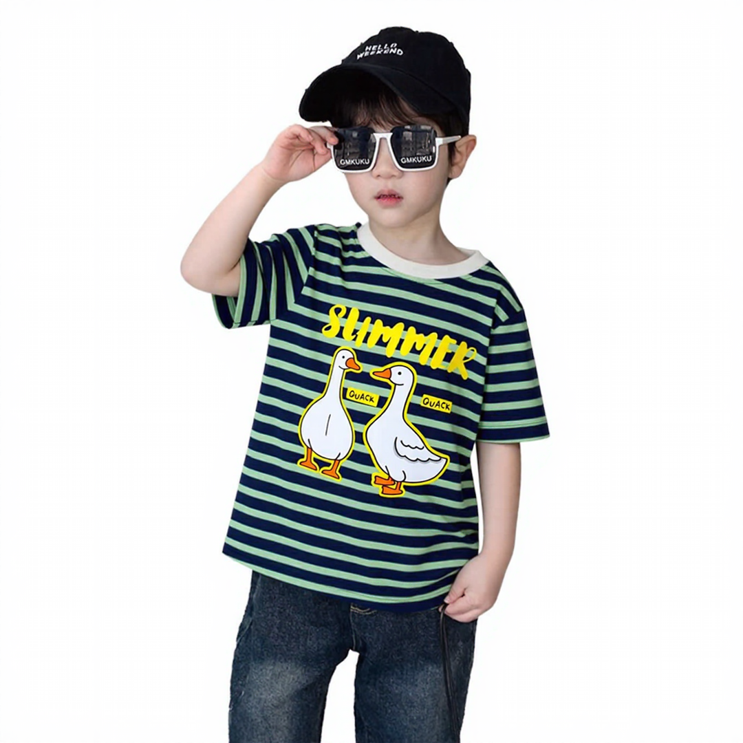 Summer Quack Green Navy Striped Tee