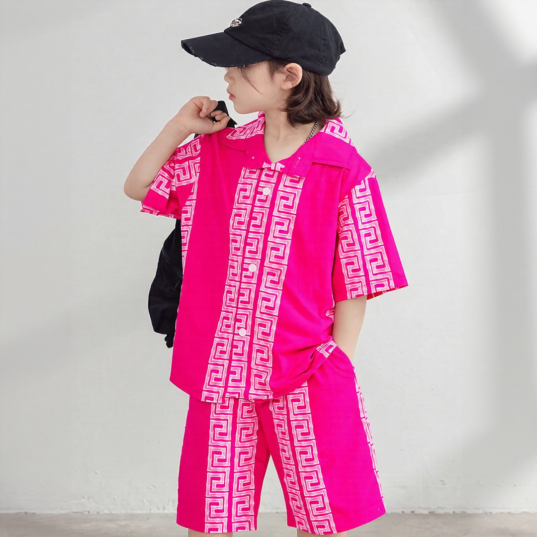 Square Checked Pink Cord Set
