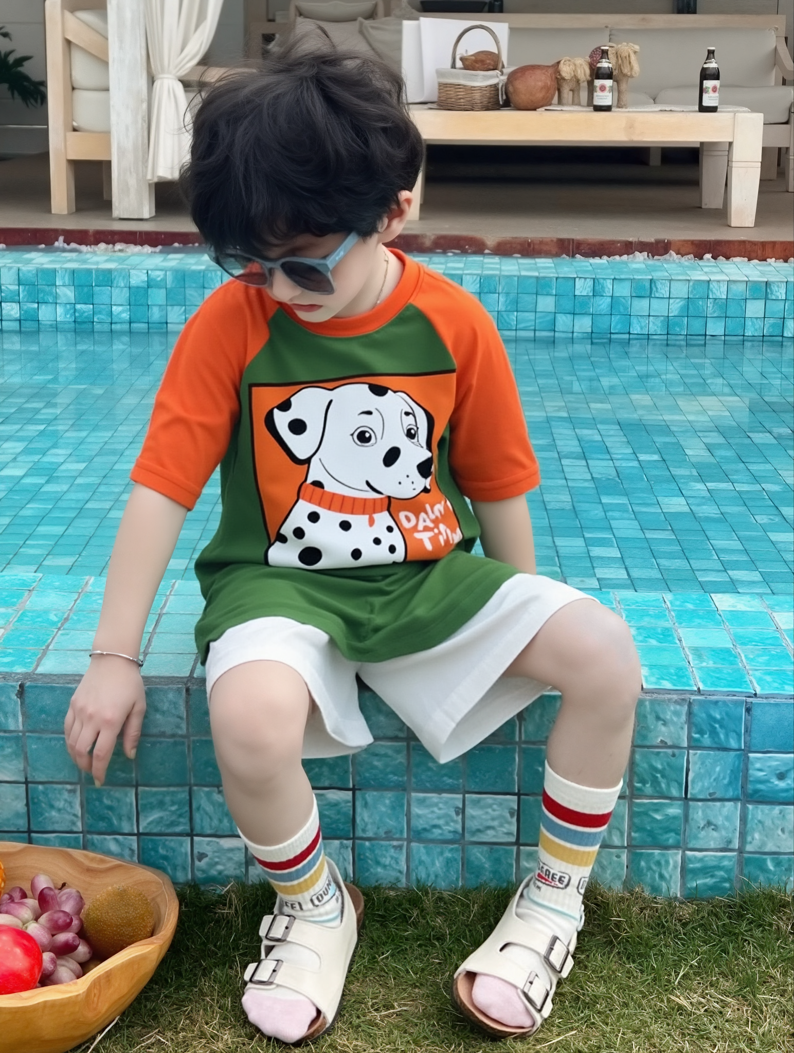 Dalmation New Bottle Green Orange Dual Shade Tee