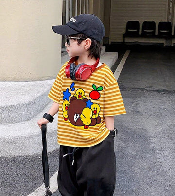 Muzzleberry Brown Beige Striped Tee