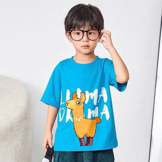 Cute Llama 🦙 Blue Tee