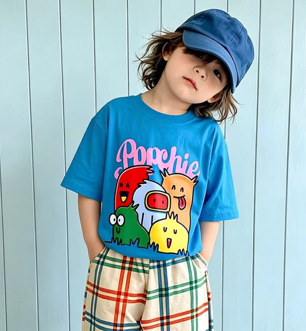Popchie Multi colour Friends Blue Tee