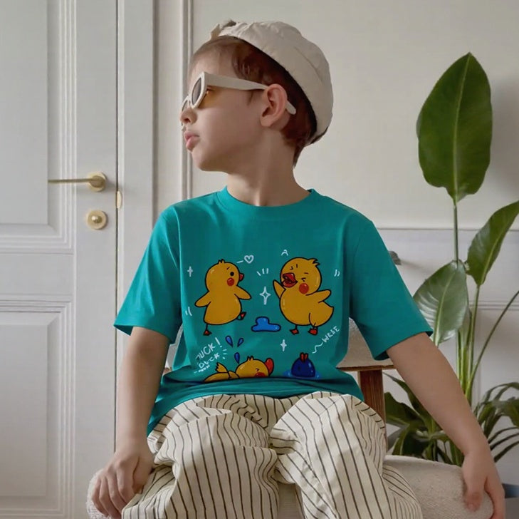 Swimming Duck 🦆 Light Pastel Green Tee