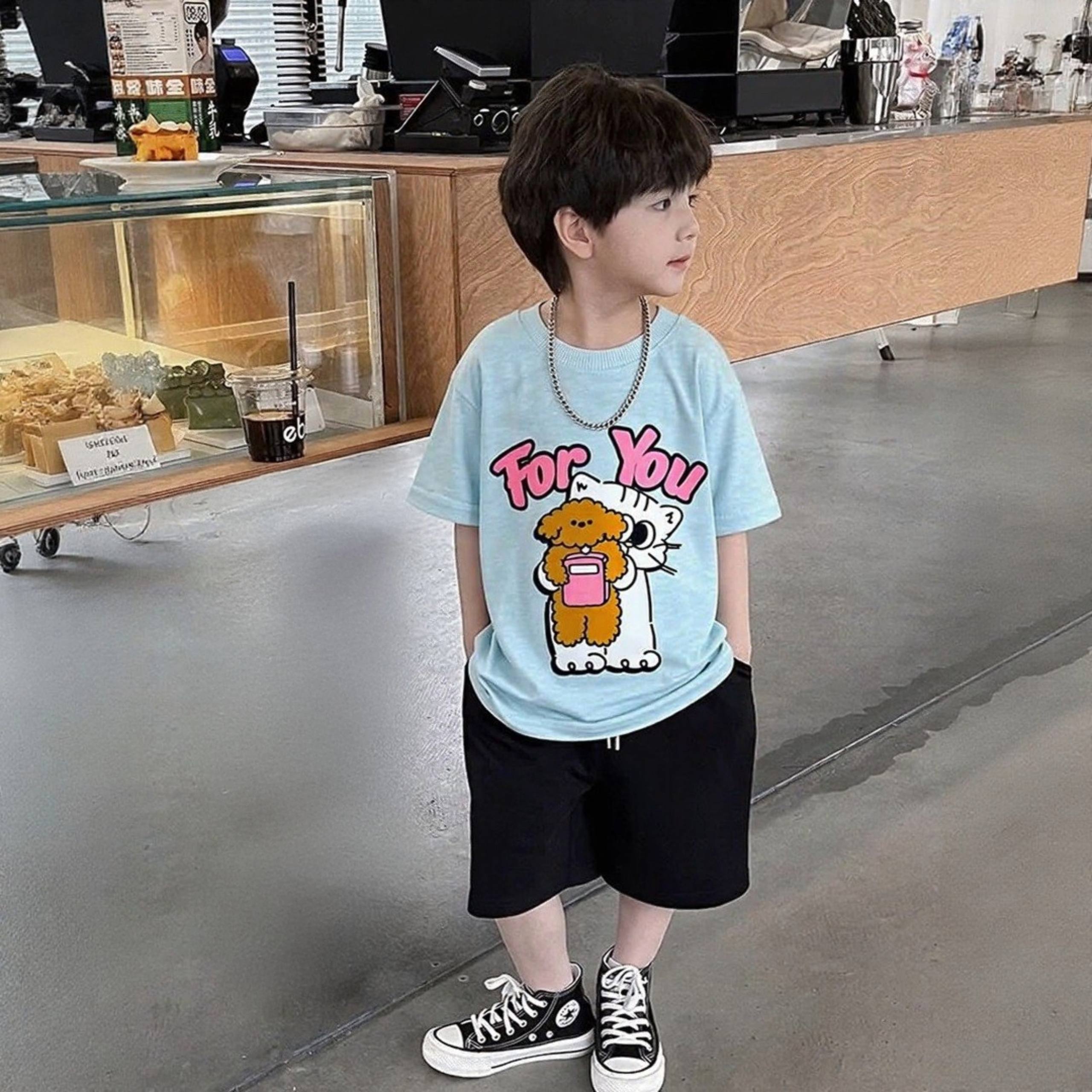 For You Bunny 🐰 Kitty 🐈 Ice Blue Tee