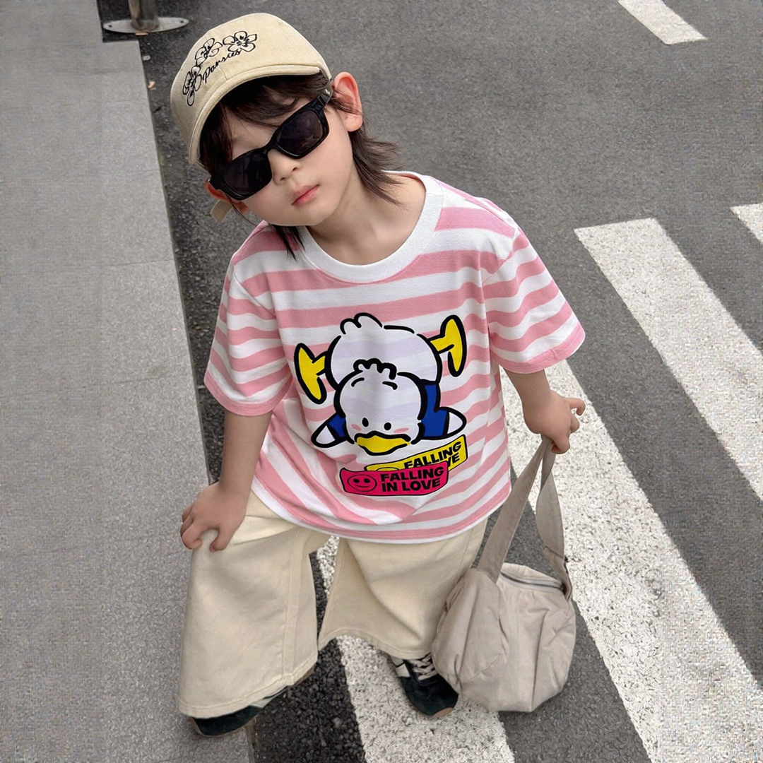 Falling In Love Pink White Striped Tee