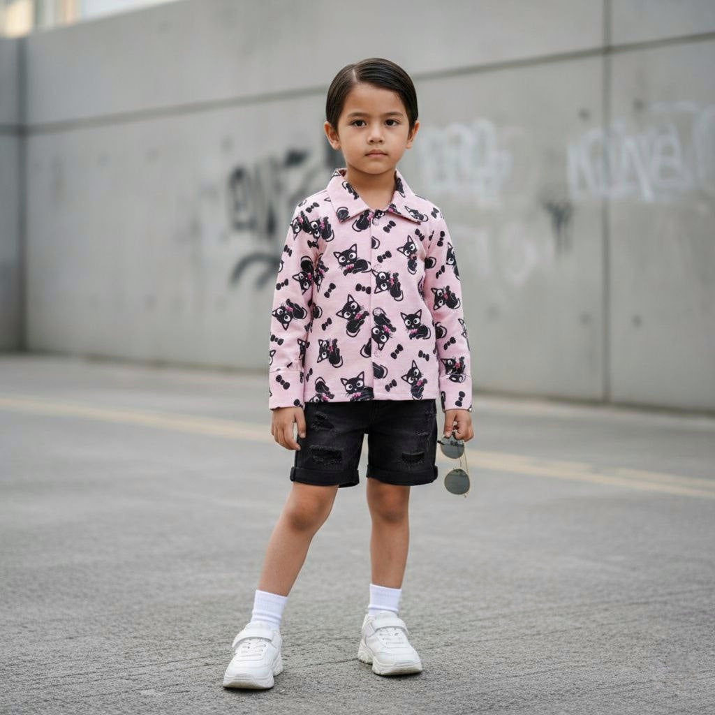 Cute Bow Kitty Wollen Shirt