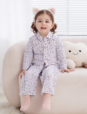 White Floral Heart Night Suits