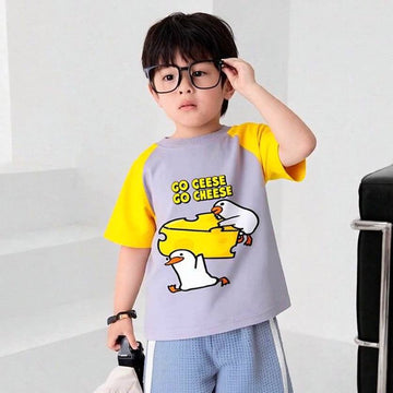 Go Gheese And Cheese 🧀 Mauve And Yellow Tee