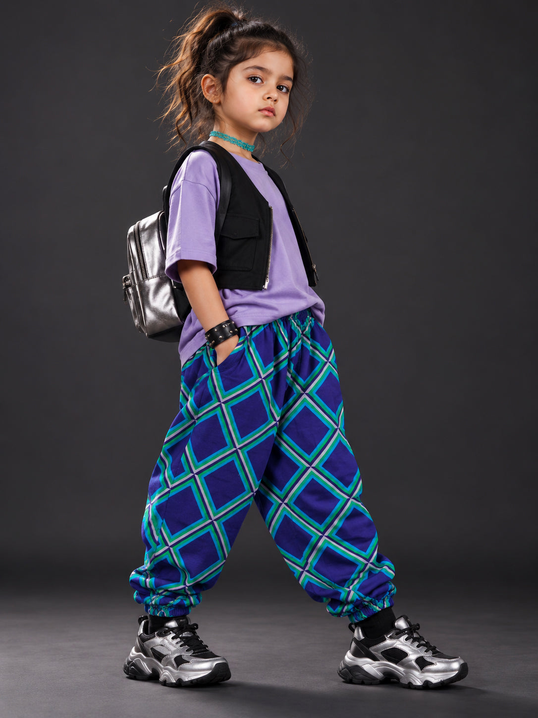 Rockstar Drop Joggers – Indigo Grid