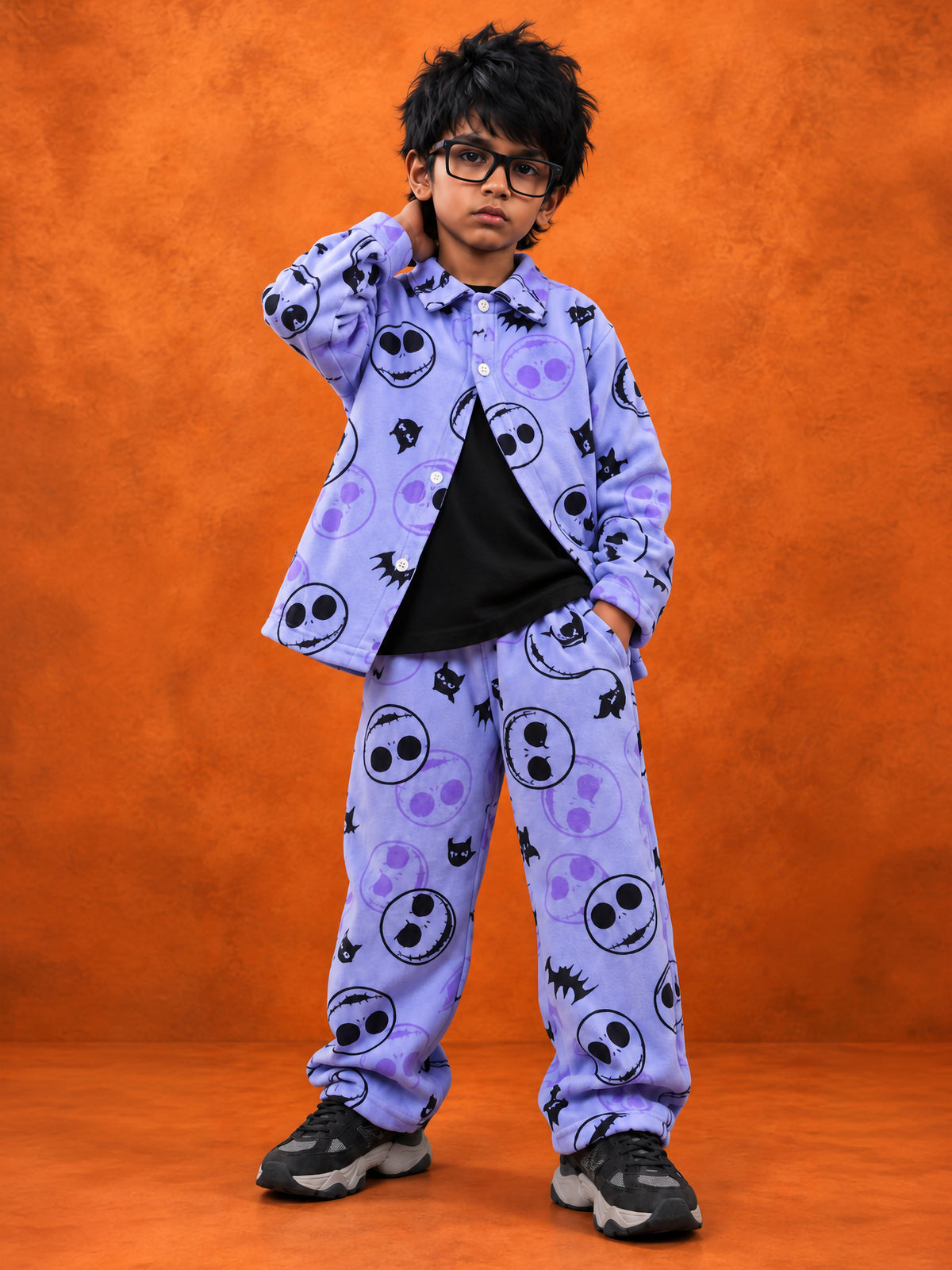 Ghost Face Smile Fleece Shacket Cord-Set