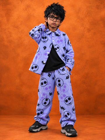 Ghost Face Smile Fleece Shacket Cord-Set