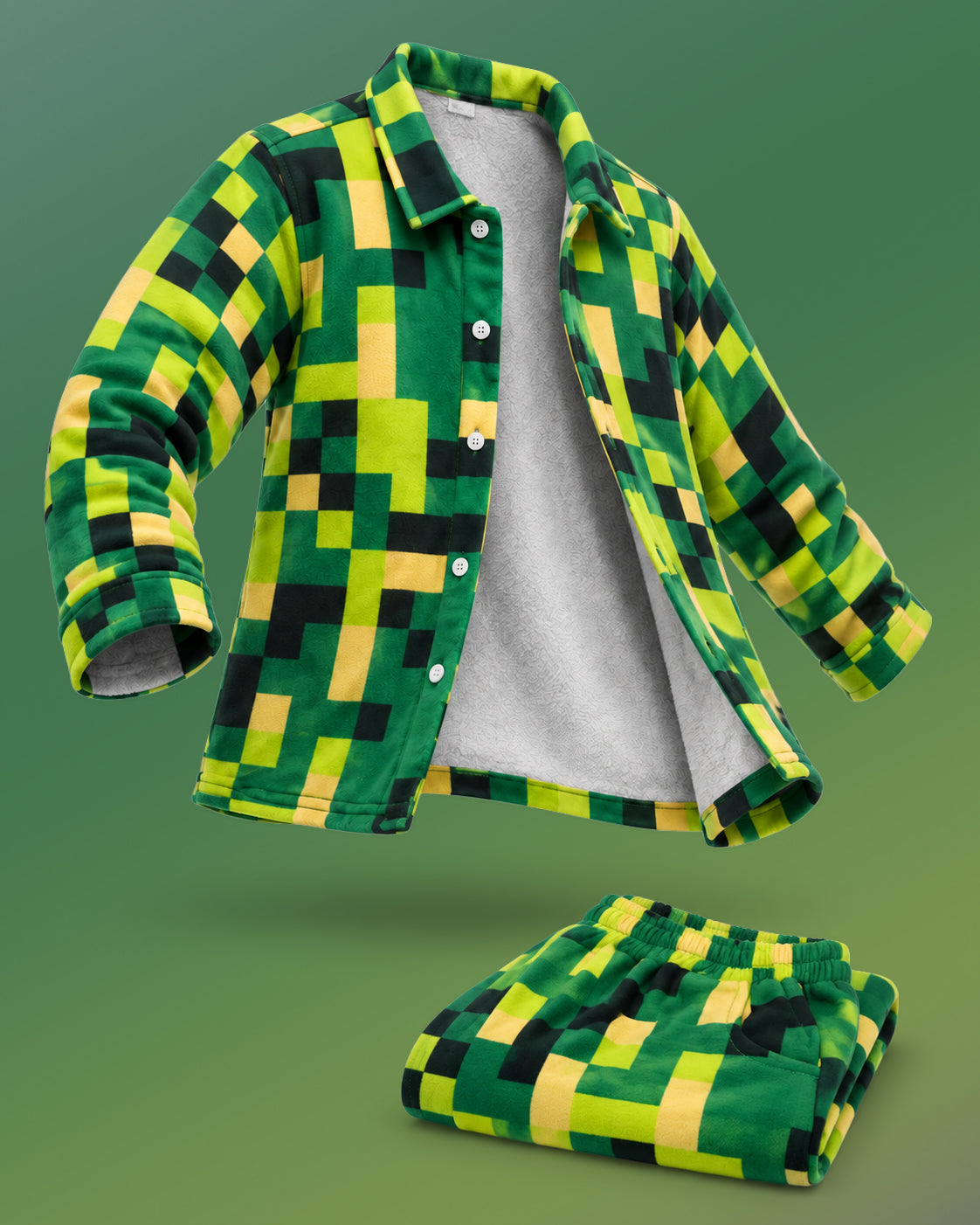 Pixel Play Fleece Shacket Set