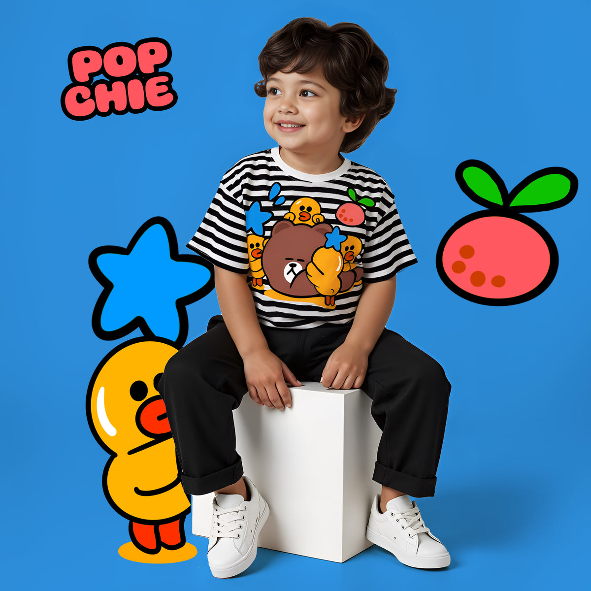 Sleepy Teddy T-shirt - Stripes