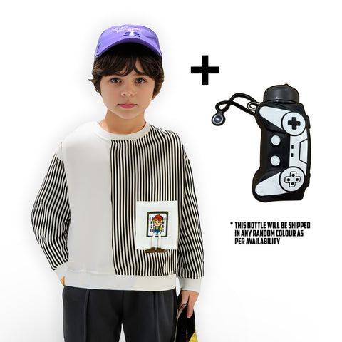 Tee Toy Combo - Olive Stripes + Bottle