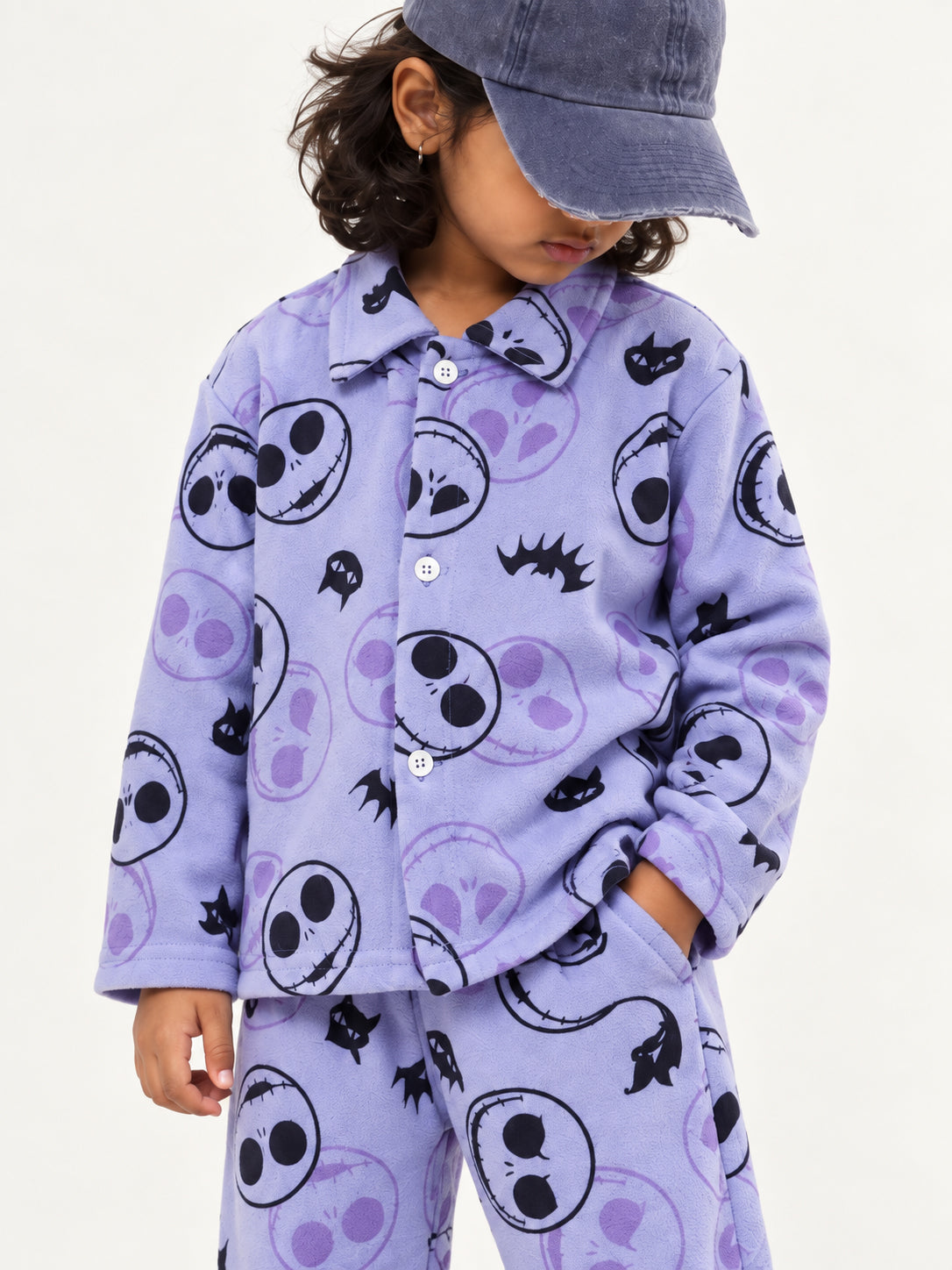 Ghost Face Smile Fleece Shacket Cord-Set