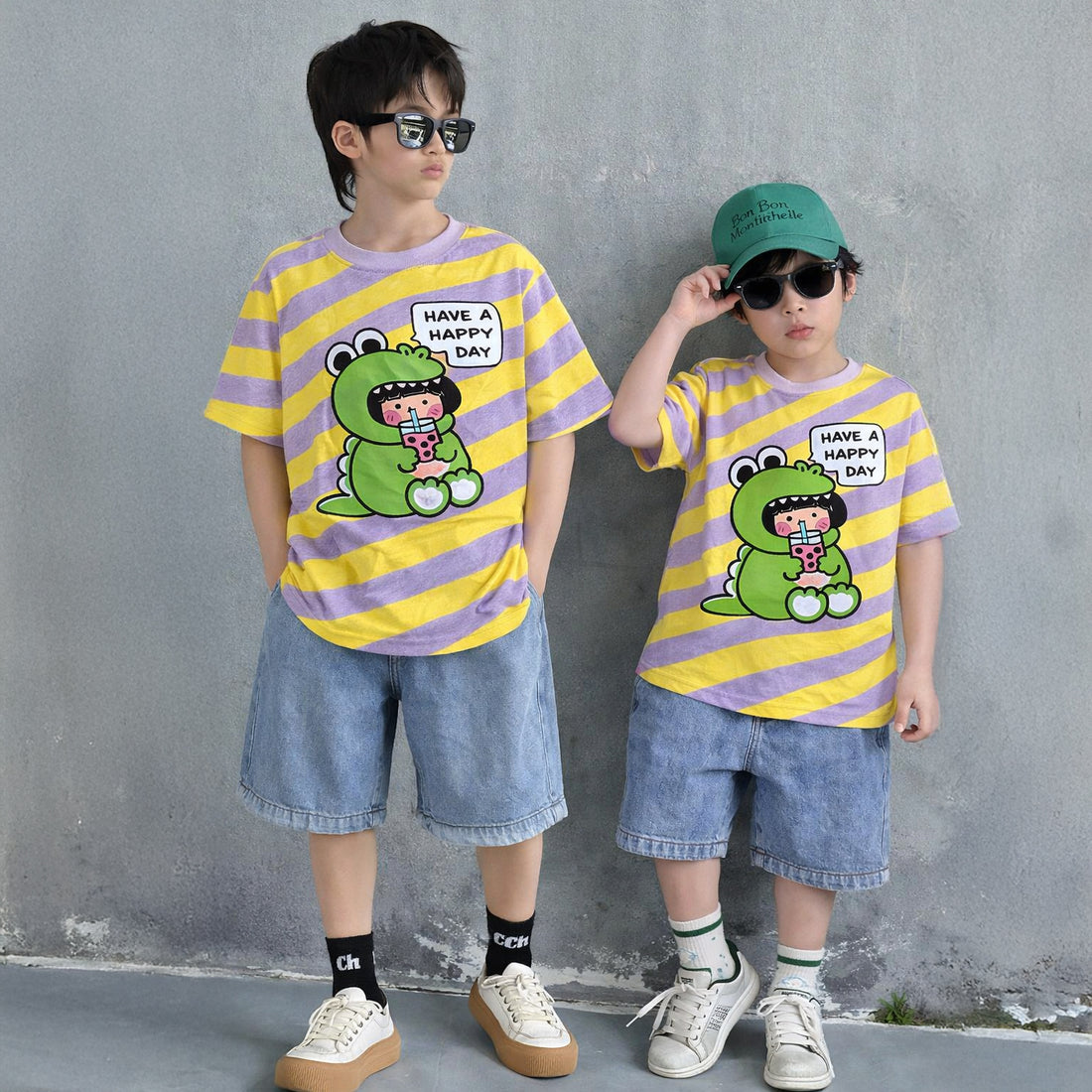 Have A Happy Day Purple And Yellow Tee