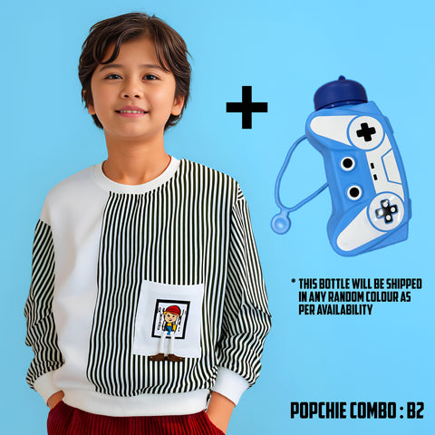 Tee Toy Combo - Olive Stripes + Bottle