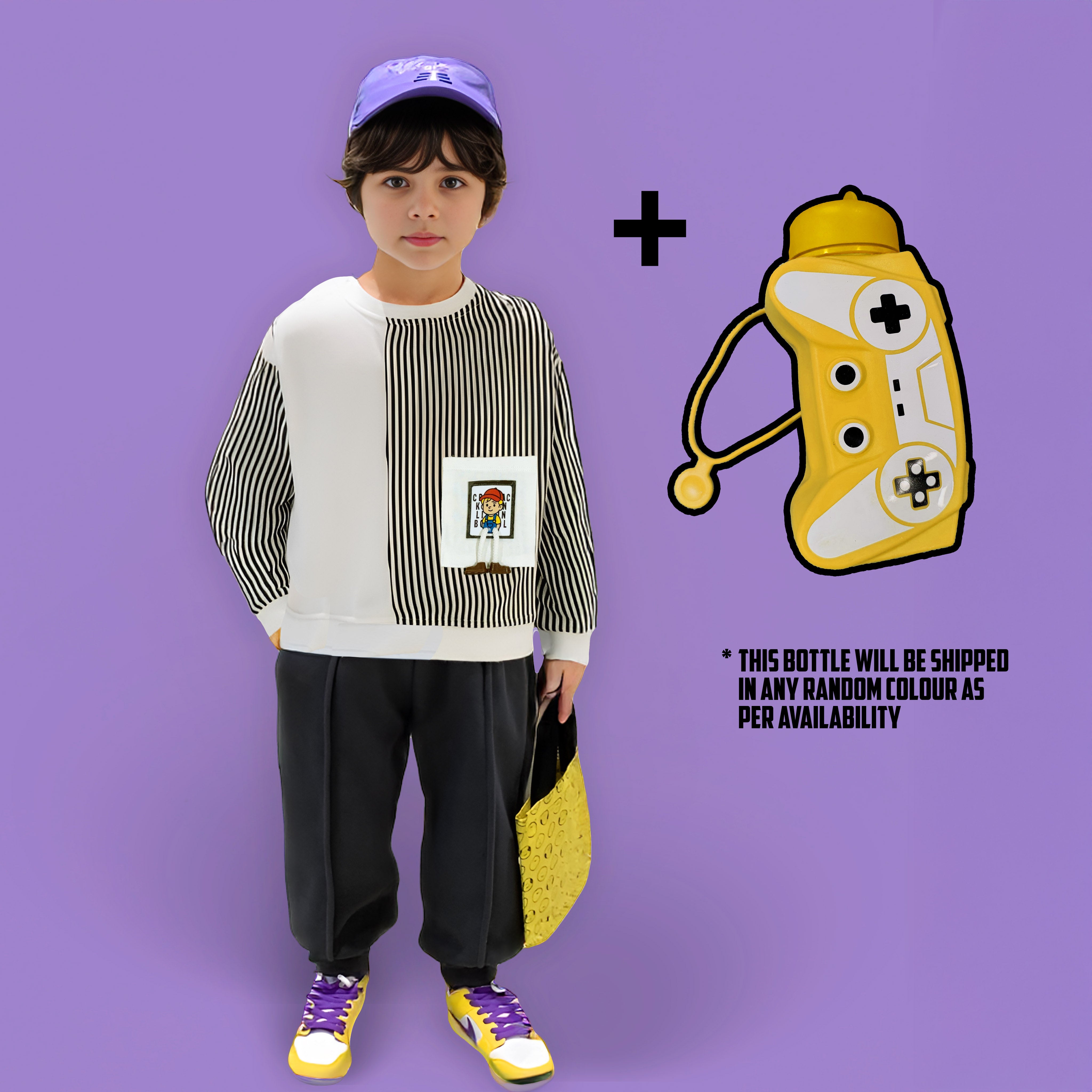 Tee Toy Combo - Olive Stripes + Bottle