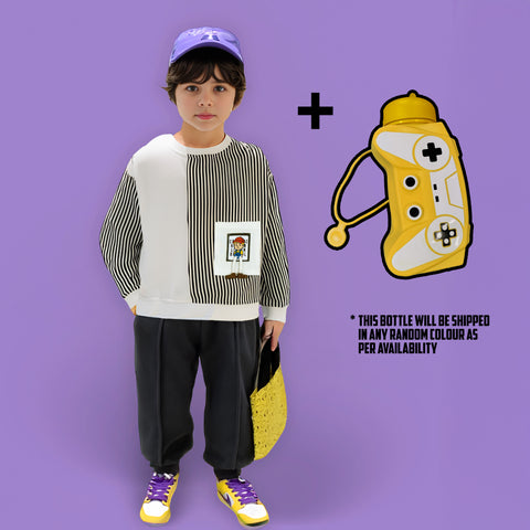 Tee Toy Combo - Olive Stripes + Bottle