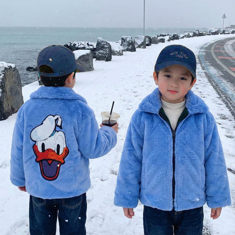 Donald Duck Blue Fur Jacket
